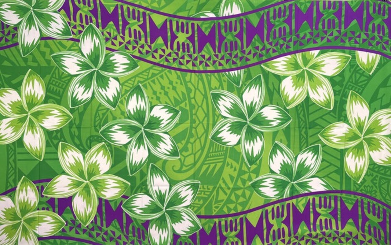 1 Pieces Plumeria Double Border Polyester Sarong, Tropical Beach Wrap 70" x 44.5"